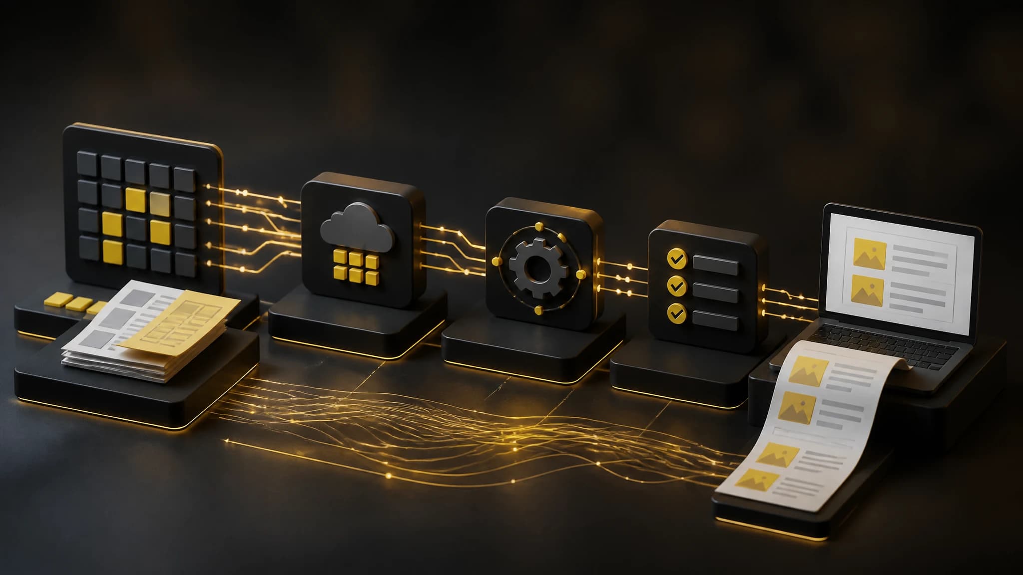 Conceptual illustration of an API-driven programmatic SEO workflow