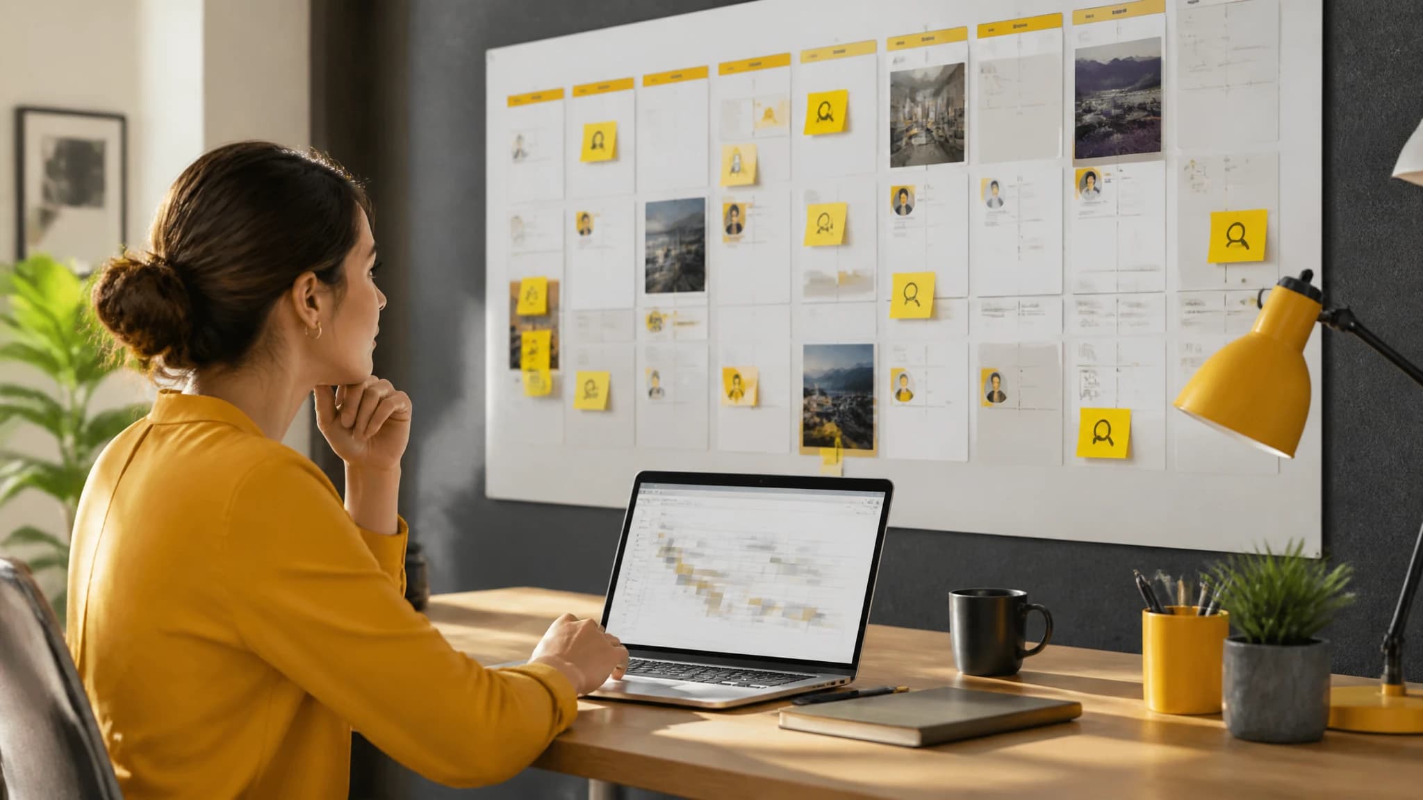 Founder reviewing an organized SEO content calendar and publishing roadmap