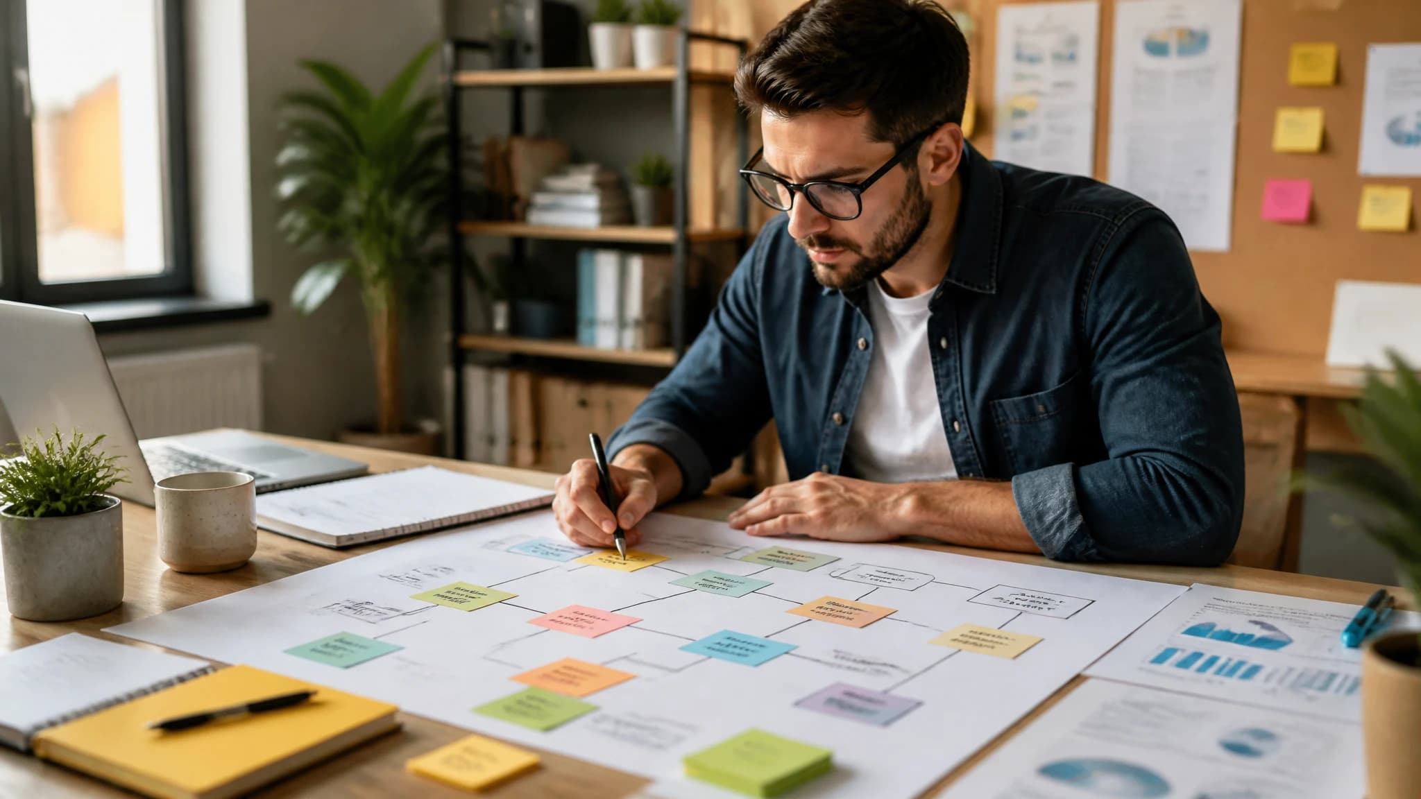 Founder planning an SEO content strategy on a roadmap