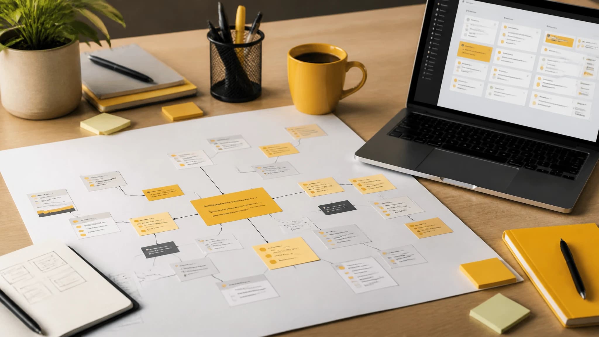 Editorial workspace showing a structured topical authority content map