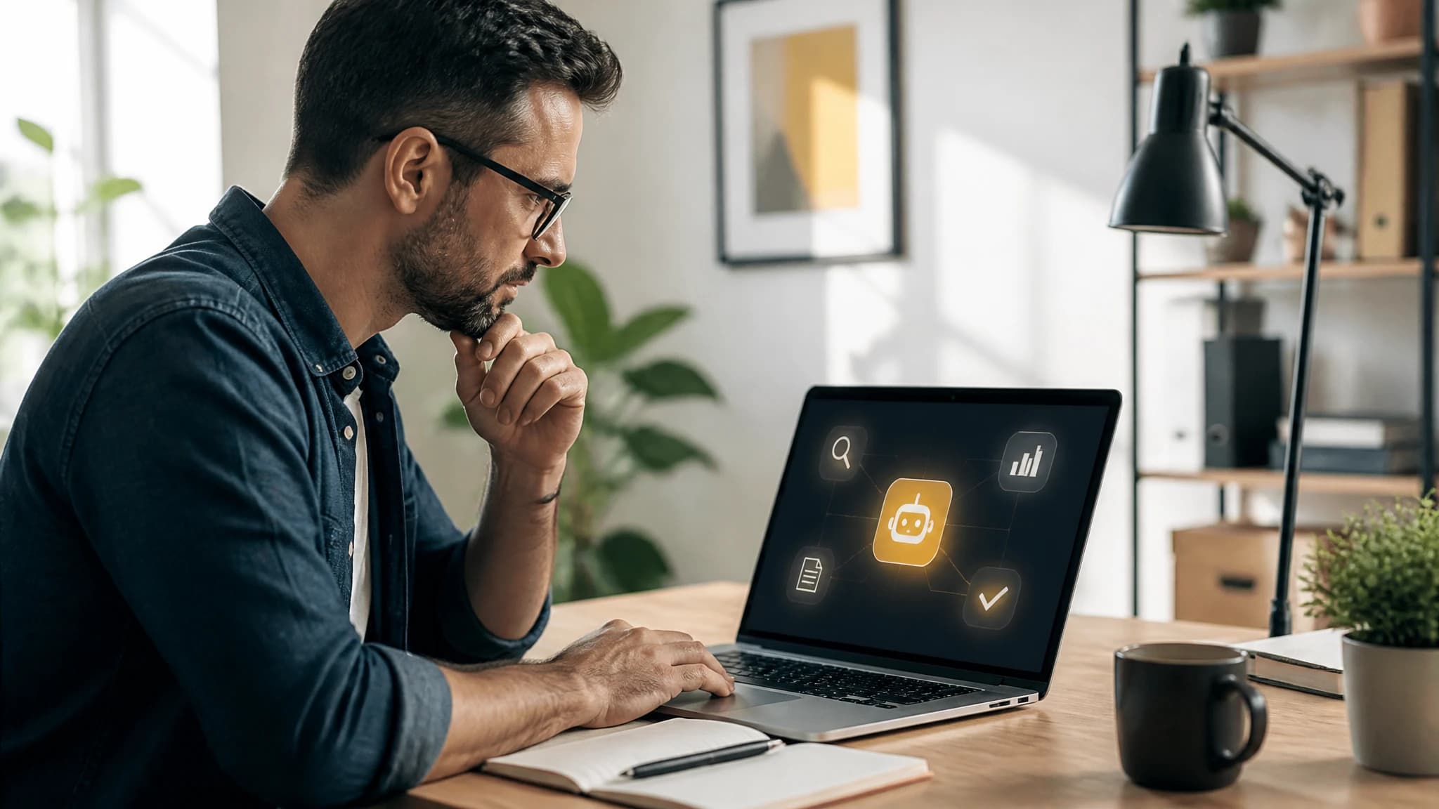 Founder reviewing an SEO workflow with an AI agent