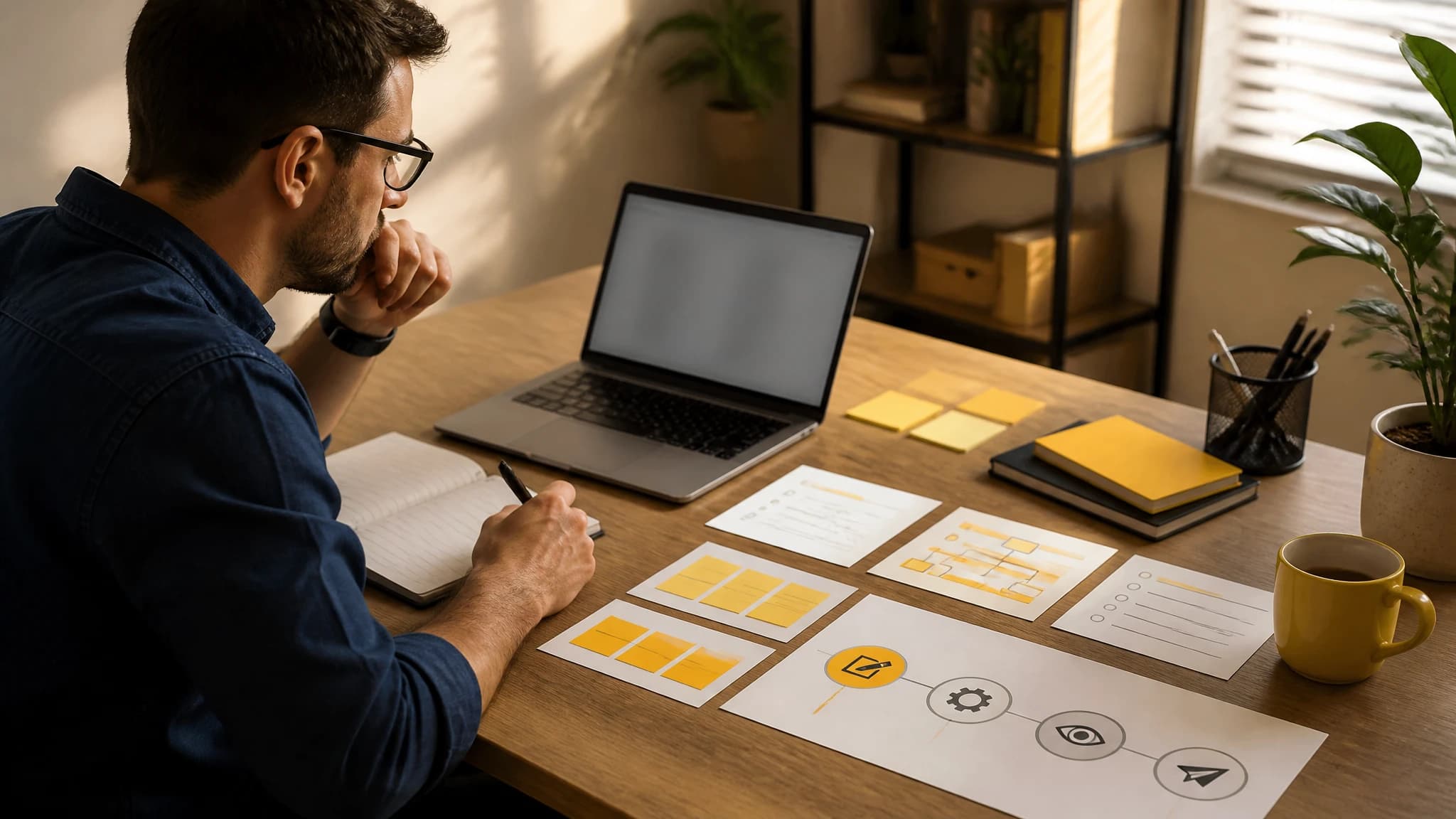 Founder reviewing an SEO content writing workflow