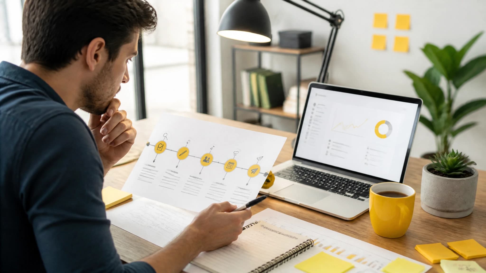 Founder reviewing an AI SEO content workflow from research to publishing
