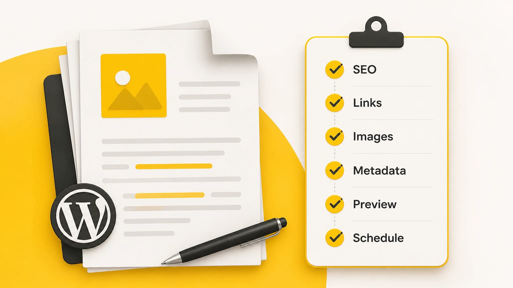 Publishing checklist for reviewing a WordPress article before scheduling