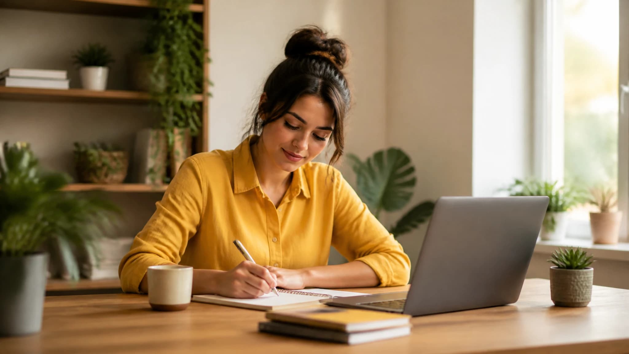 Small business owner planning a lean SEO content workflow