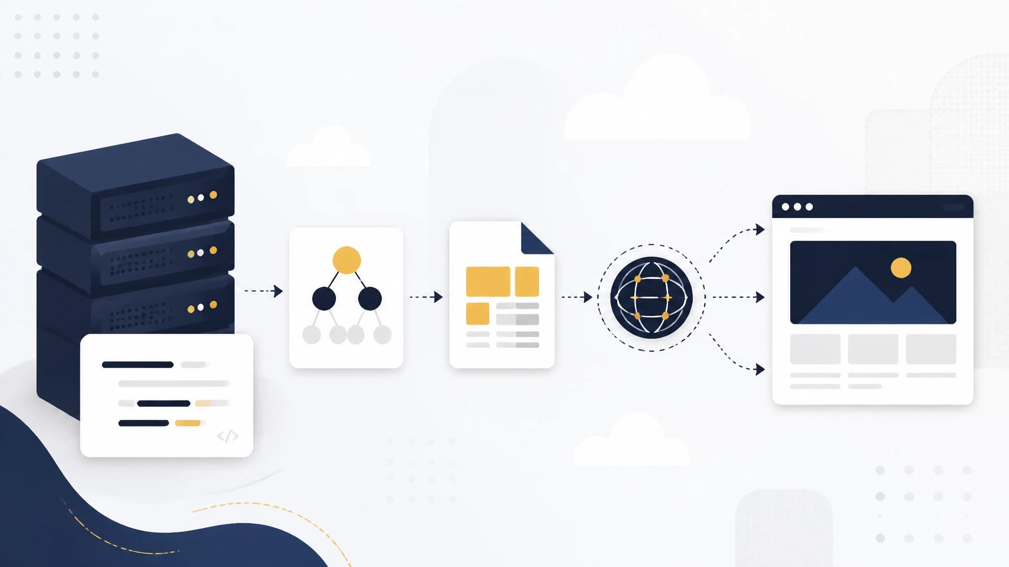 Diagram comparing server-side rendering and static generation in Next.js