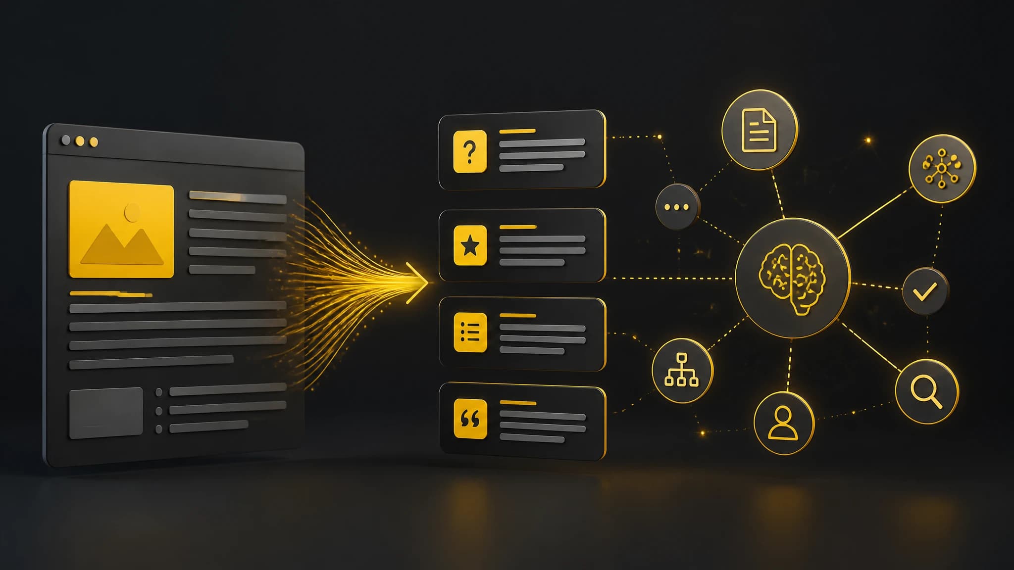 Conceptual illustration of content being organized for generative AI search