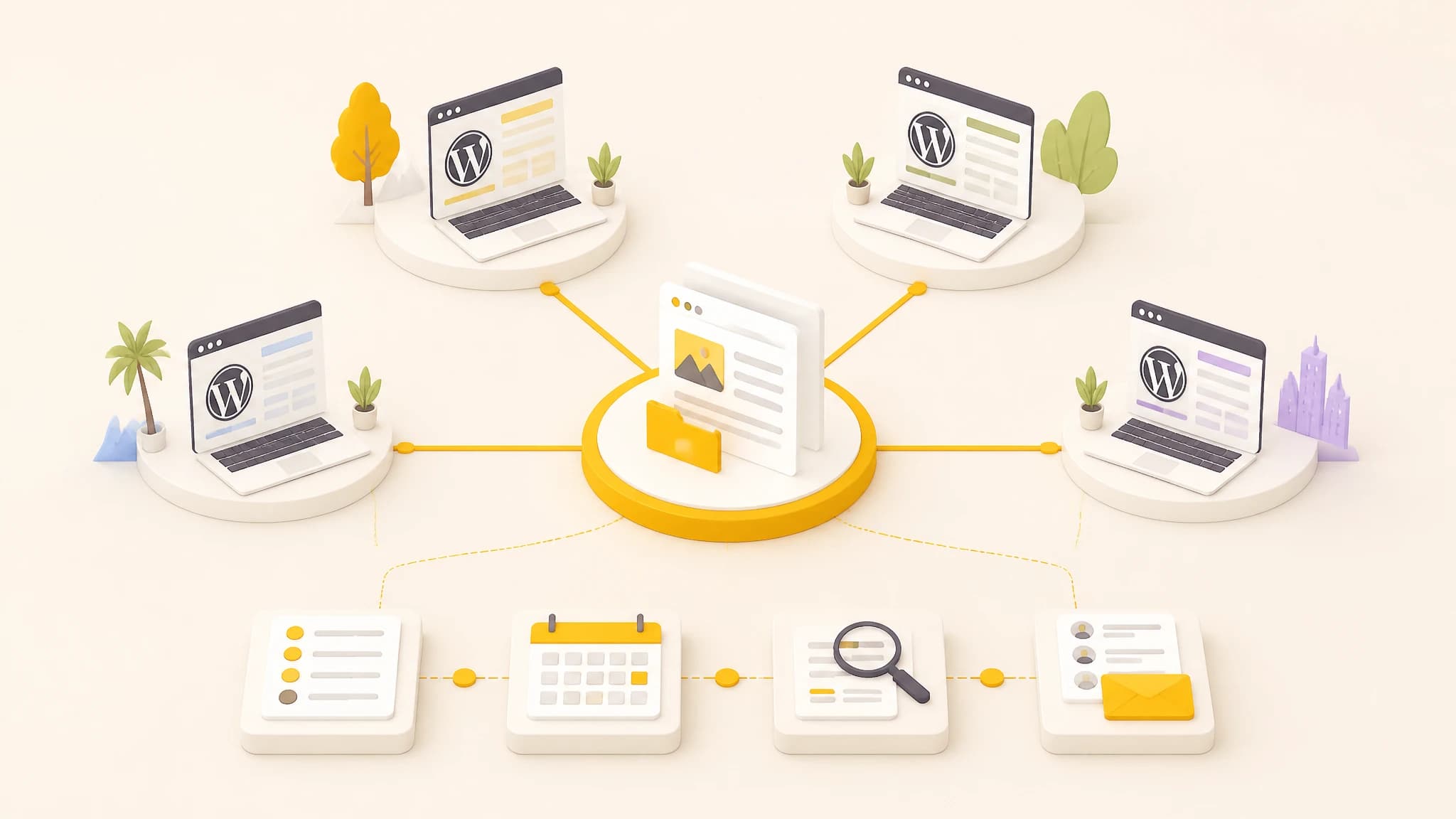 Central SEO workspace connected to multiple WordPress websites