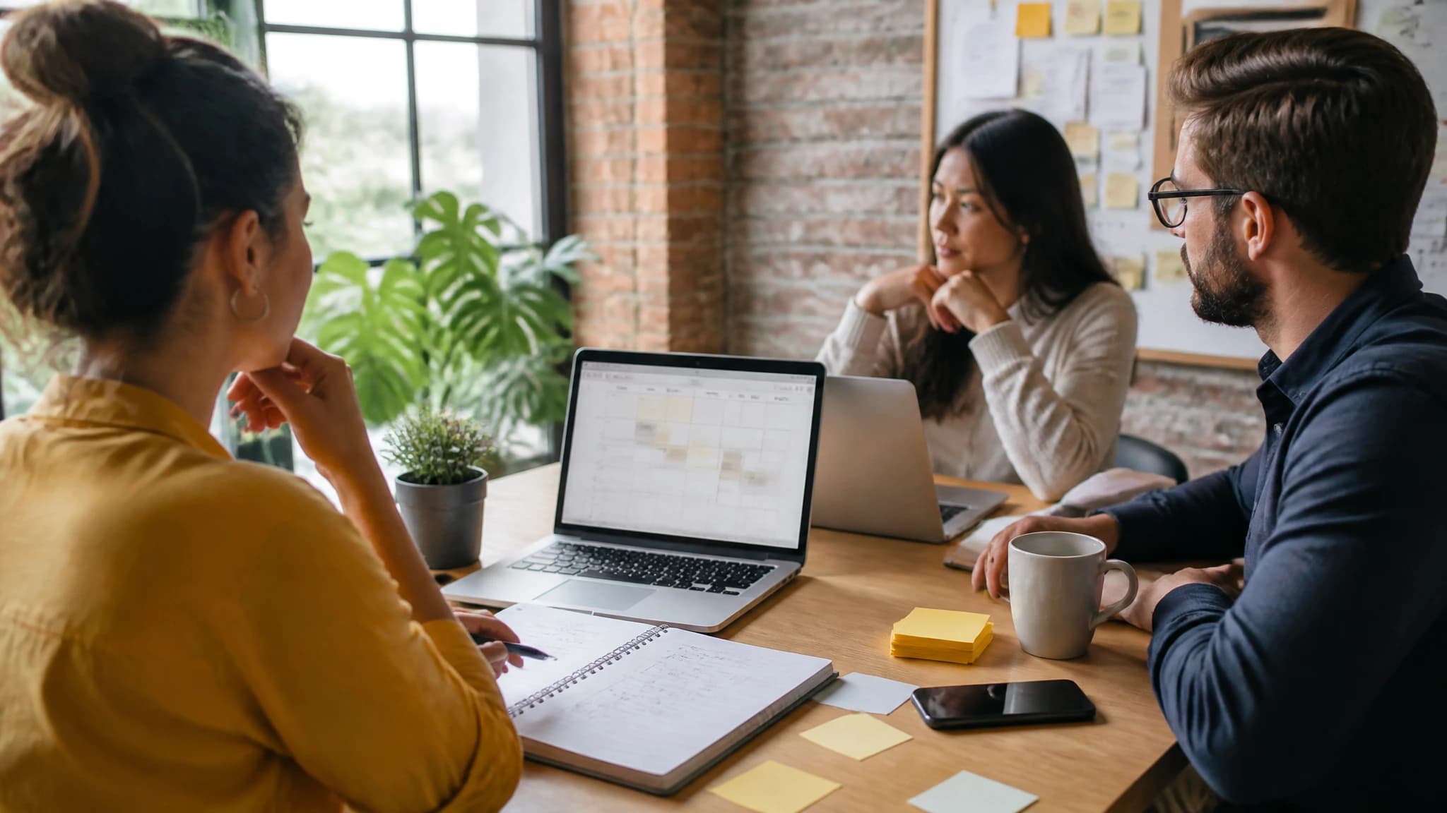 Startup team member planning a content marketing workflow