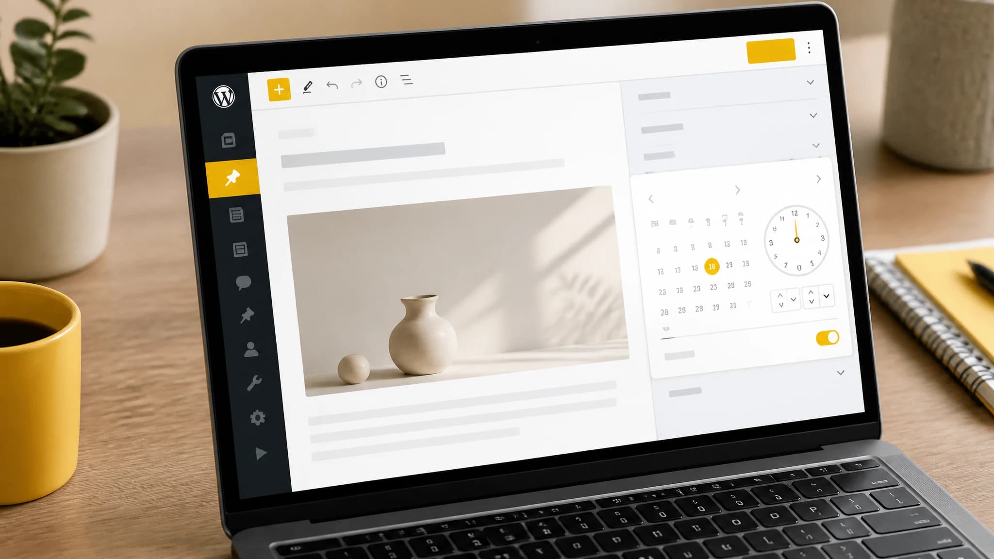 WordPress post editor with a future publication date selected
